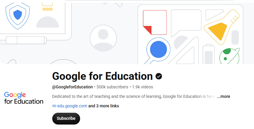 Technical Image of Google for Education youtube page